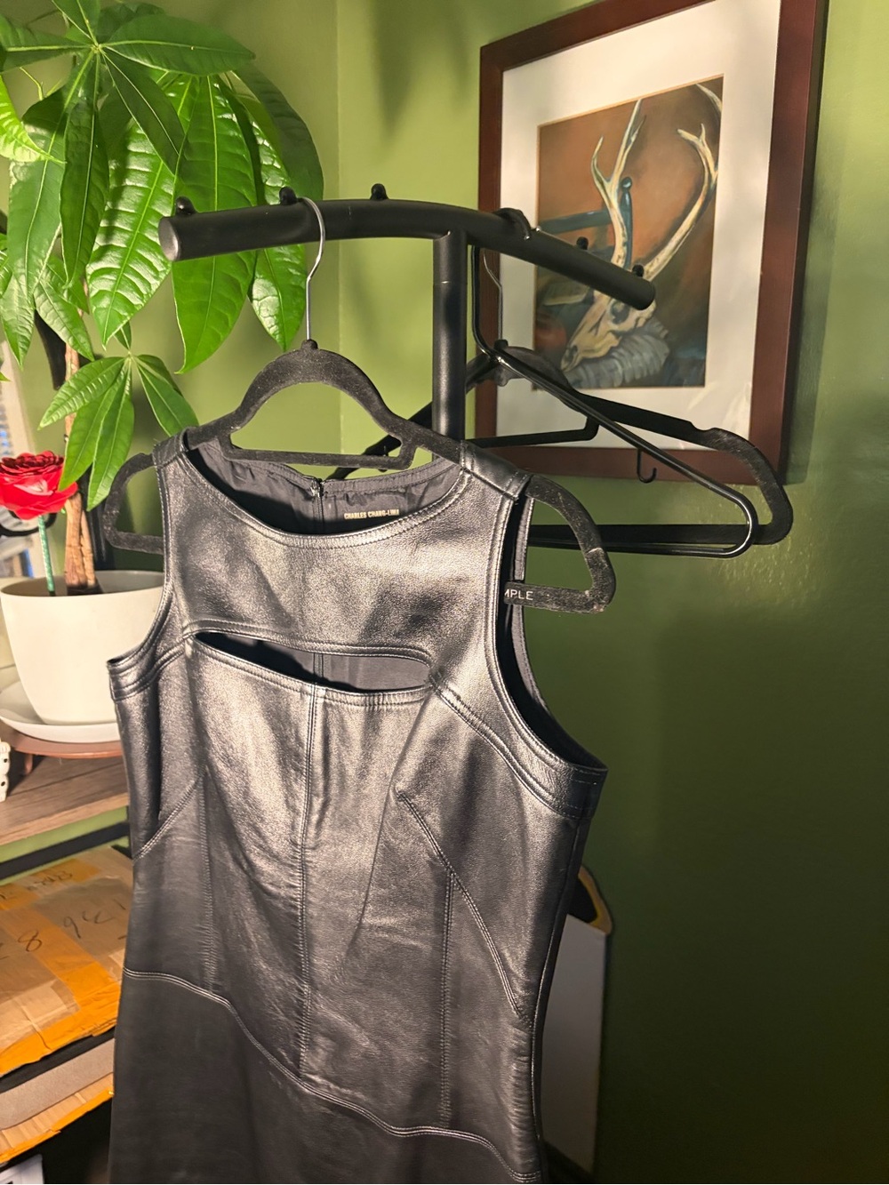 Women's Black Faux Leather Mini Dress - Brand: